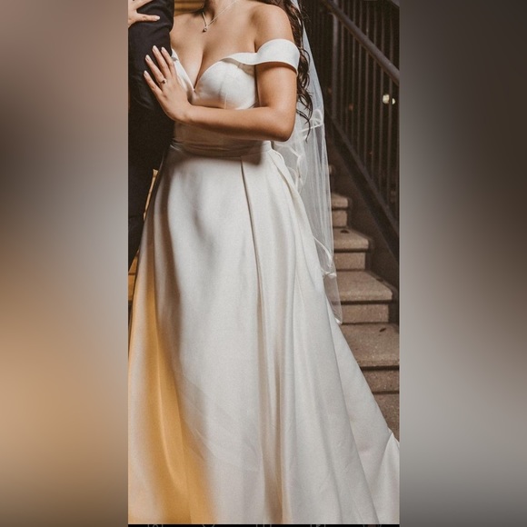 off shoulder satin gown wedding dress STYLE#
WG3979 - Picture 3 of 5